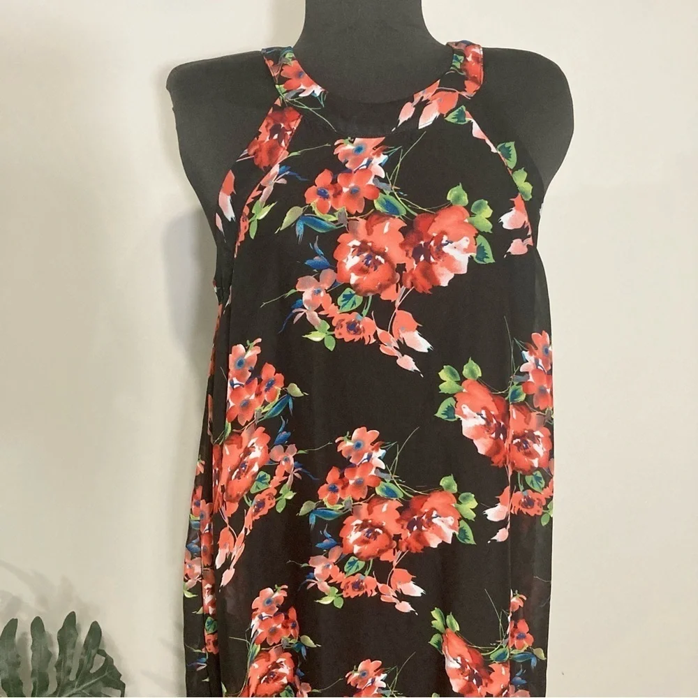 Betsey Johnson Womens Black Floral Dress Size‎ 8 Sleeveless Halter Style